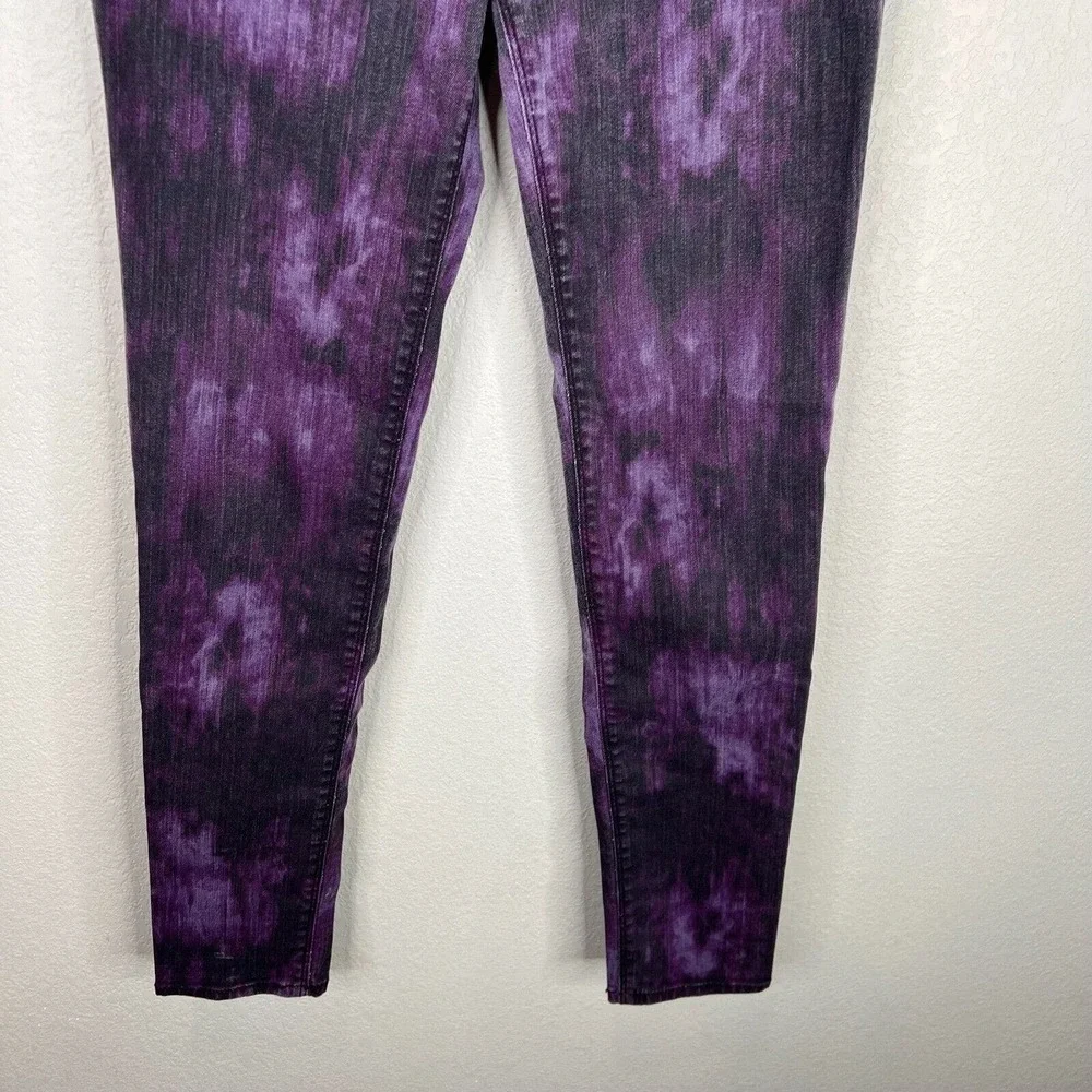 Gray Saks‎ Fifth Avenue Skinny Jeans Actual 26W Ikat Plum Mid Rise Denim